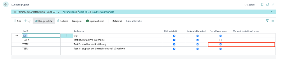 Översikt - Business Central Connect - Prislista