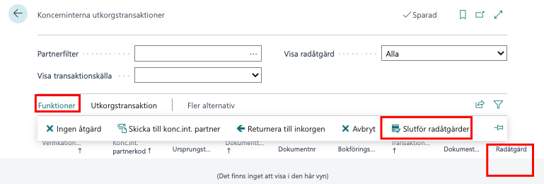 Månadsavstämning i Business Central