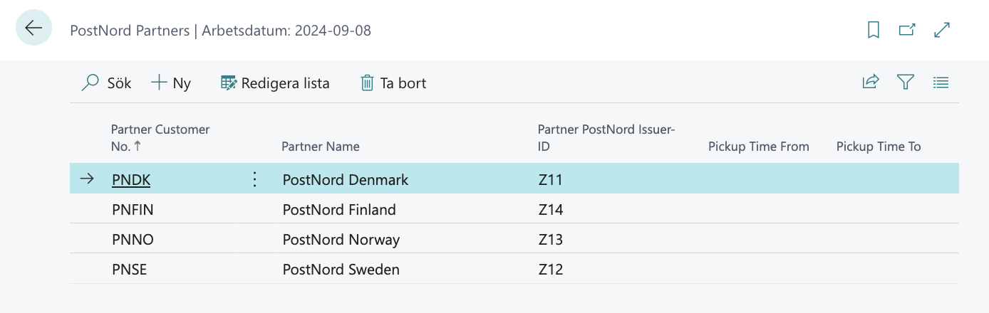 Busniess Central Postnord - Konto