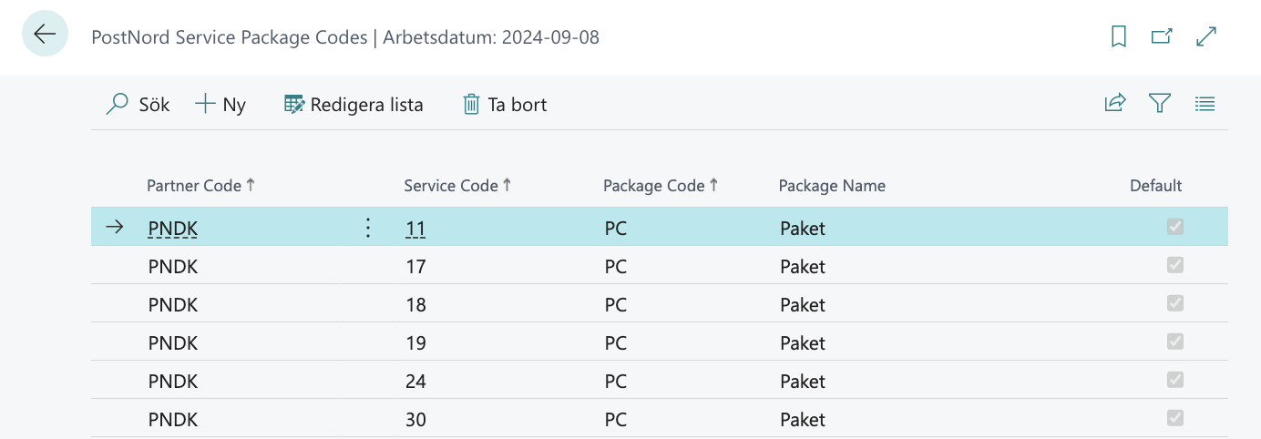 Busniess Central Postnord - Kolli